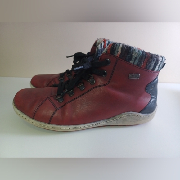 Remonte Dorndorf Rieker Women's Liv Red Leather Ankle Boots EUR 38 UK 5 US 8 - Picture 3 of 8